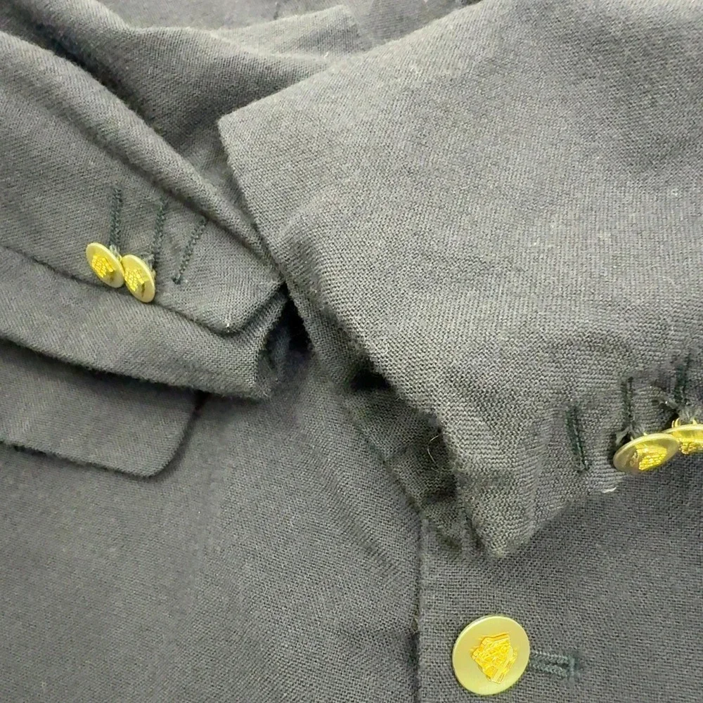 Vintage Triminghams Blazer Mens 42 Navy Wool Gold Buttons Preppy Classic